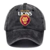Brisbane Lions AFL Exclusive Logo Washed Cotton Baseball Cap - Printed With Box HOAFL100525BC01BL - Black