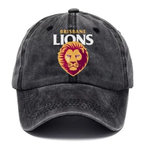 Brisbane Lions AFL Exclusive Logo Washed Cotton Baseball Cap - Printed With Box HOAFL100525BC01BL - Black