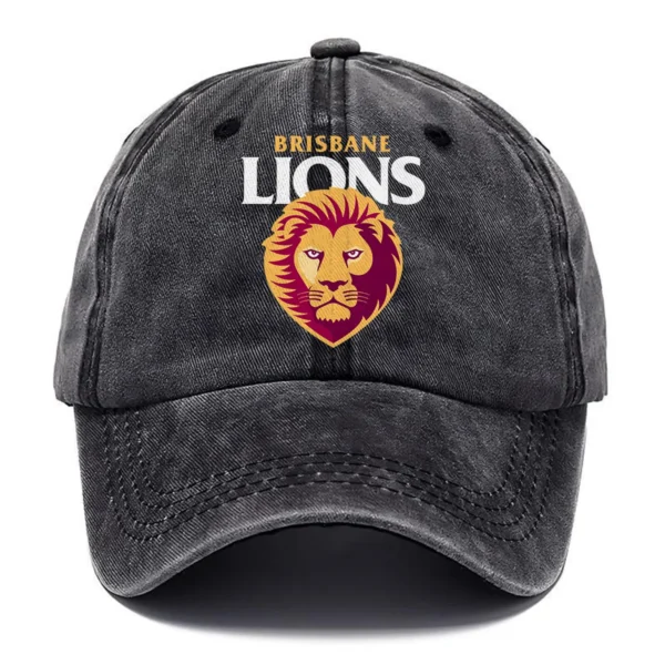 Brisbane Lions AFL Exclusive Logo Washed Cotton Baseball Cap - Printed With Box HOAFL100525BC01BL - Black