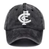 Carlton Blues AFL Exclusive Logo Washed Cotton Baseball Cap - Printed With Box HOAFL100525BC01CARL - Black