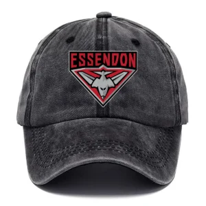 Essendon Bombers AFL Exclusive Logo Washed Cotton Baseball Cap - Printed With Box HOAFL100525BC01ESS - Black