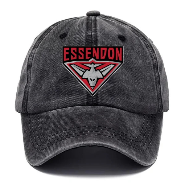 Essendon Bombers AFL Exclusive Logo Washed Cotton Baseball Cap - Printed With Box HOAFL100525BC01ESS - Black