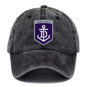 Fremantle Dockers AFL Exclusive Logo Washed Cotton Baseball Cap - Printed With Box HOAFL100525BC01FRE - Black