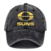 Gold Coast SUNS AFL Exclusive Logo Washed Cotton Baseball Cap - Printed With Box HOAFL100525BC01GCFC - Black