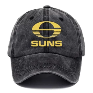 Gold Coast SUNS AFL Exclusive Logo Washed Cotton Baseball Cap - Printed With Box HOAFL100525BC01GCFC - Black