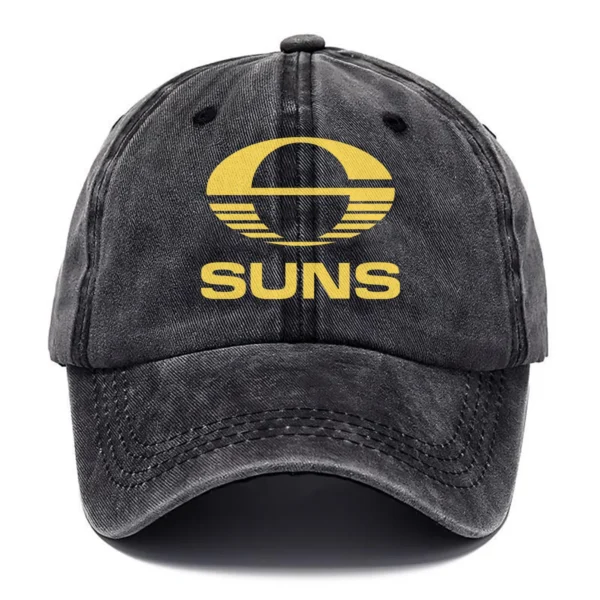 Gold Coast SUNS AFL Exclusive Logo Washed Cotton Baseball Cap - Printed With Box HOAFL100525BC01GCFC - Black