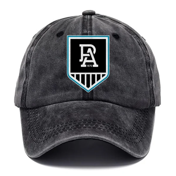 Port Adelaide Power AFL Exclusive Logo Washed Cotton Baseball Cap - Printed With Box HOAFL100525BC01PORT - Black