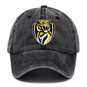 Richmond Tigers AFL Exclusive Logo Washed Cotton Baseball Cap - Printed With Box HOAFL100525BC01RICH - Black