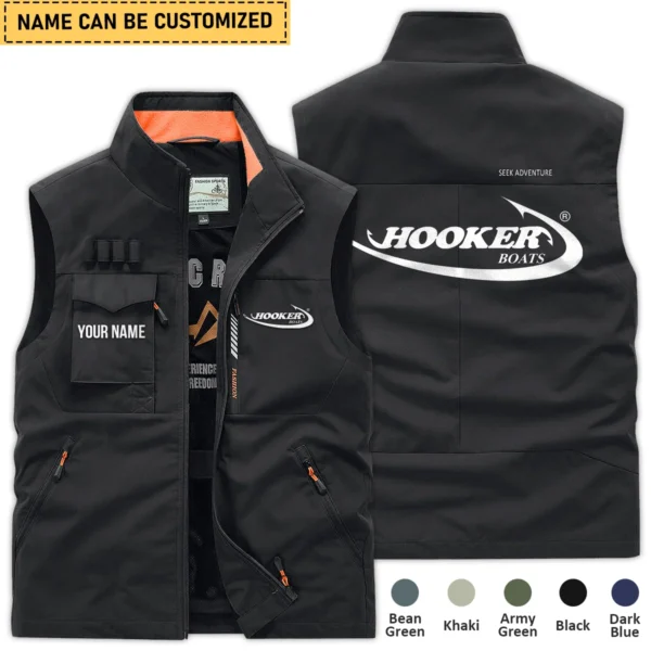 Hooker Boats Fishing AU Exclusive Logo Outdoor Sleeveless Vest HOFS140525A01HOO - Black