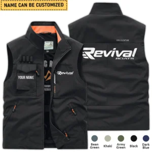 Revival Boats Fishing AU Exclusive Logo Outdoor Sleeveless Vest HOFS140525A01RVB - Black