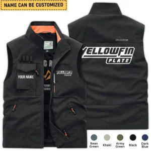 Yellowfin Plate Fishing AU Exclusive Logo Outdoor Sleeveless Vest HOFS140525A01YPB - Black