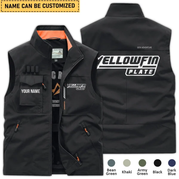 Yellowfin Plate Fishing AU Exclusive Logo Outdoor Sleeveless Vest HOFS140525A01YPB - Black