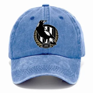 Collingwood Magpies AFL Exclusive Logo Washed Cotton Baseball Cap - Printed With Box HOAFL100525BC01COLL - Blue