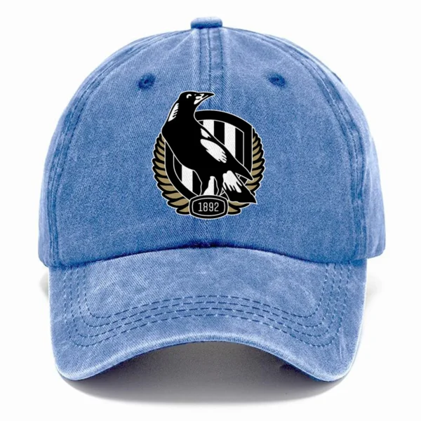 Collingwood Magpies AFL Exclusive Logo Washed Cotton Baseball Cap - Printed With Box HOAFL100525BC01COLL - Blue