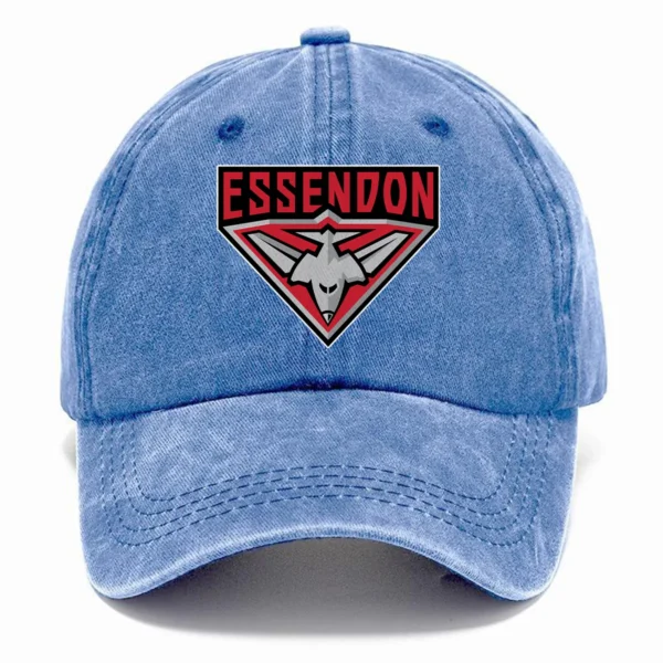 Essendon Bombers AFL Exclusive Logo Washed Cotton Baseball Cap - Printed With Box HOAFL100525BC01ESS - Blue
