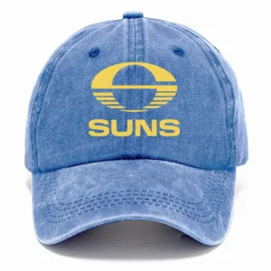 Gold Coast SUNS AFL Exclusive Logo Washed Cotton Baseball Cap - Printed With Box HOAFL100525BC01GCFC - Blue