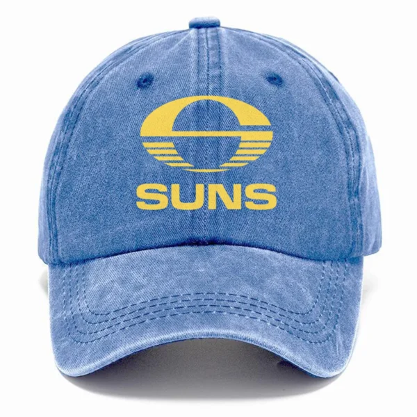 Gold Coast SUNS AFL Exclusive Logo Washed Cotton Baseball Cap - Printed With Box HOAFL100525BC01GCFC - Blue