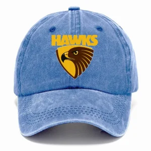 Hawthorn Hawks AFL Exclusive Logo Washed Cotton Baseball Cap - Printed With Box HOAFL100525BC01HAW - Blue