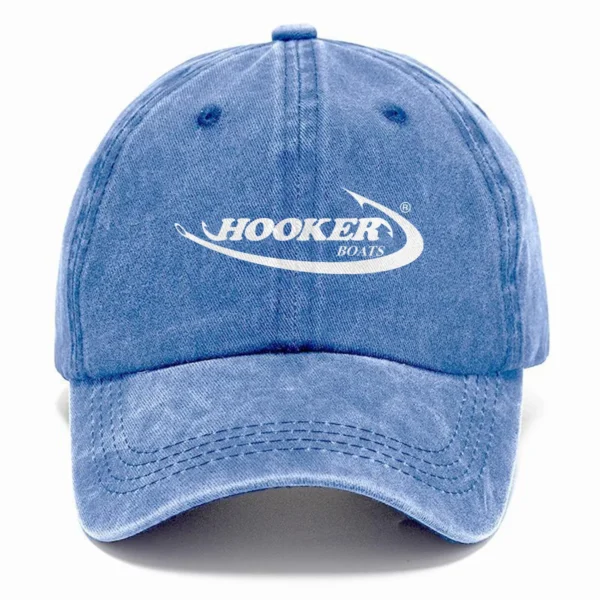 Hooker Boats Fishing AU Exclusive Logo Washed Cotton Baseball Cap - Printed With Box HOFS070525AU1HOO - Blue