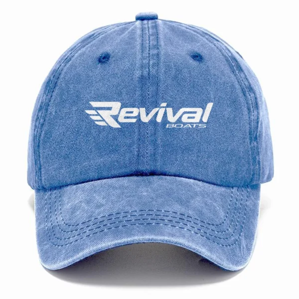Revival Boats Fishing AU Exclusive Logo Washed Cotton Baseball Cap - Printed With Box HOFS070525AU1RVB - Blue