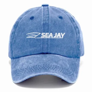 Sea Jay Fishing AU Exclusive Logo Washed Cotton Baseball Cap - Printed With Box HOFS070525AU1SJB - Blue