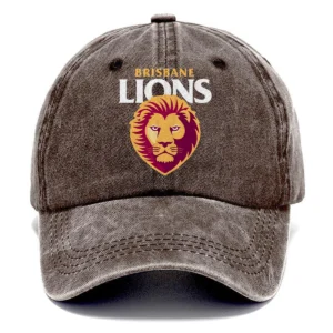 Brisbane Lions AFL Exclusive Logo Washed Cotton Baseball Cap - Printed With Box HOAFL100525BC01BL - Brown