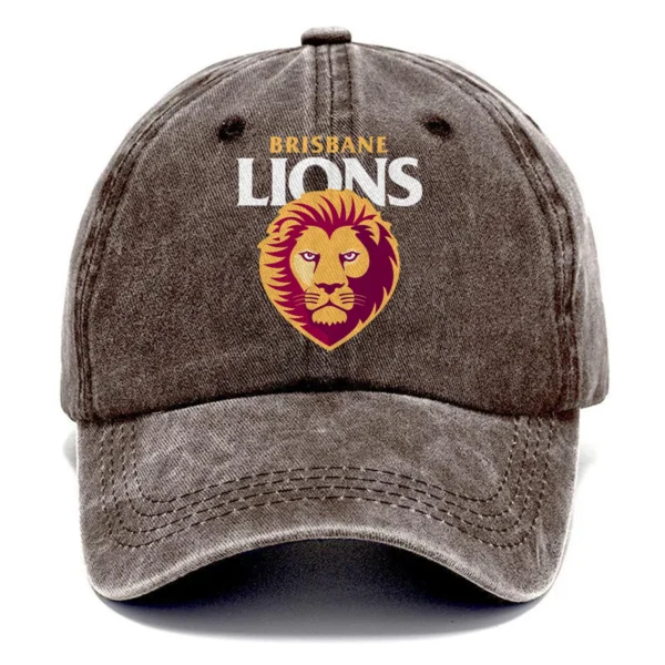 Brisbane Lions AFL Exclusive Logo Washed Cotton Baseball Cap - Printed With Box HOAFL100525BC01BL - Brown