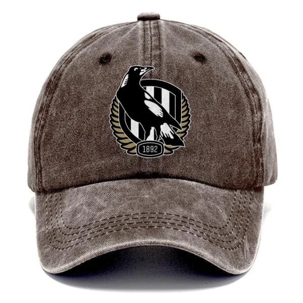 Collingwood Magpies AFL Exclusive Logo Washed Cotton Baseball Cap - Printed With Box HOAFL100525BC01COLL - Brown