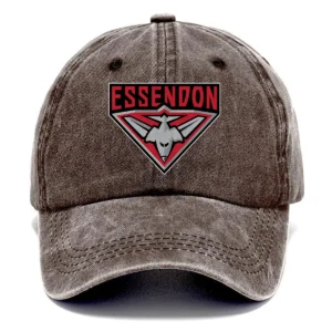 Essendon Bombers AFL Exclusive Logo Washed Cotton Baseball Cap - Printed With Box HOAFL100525BC01ESS - Brown