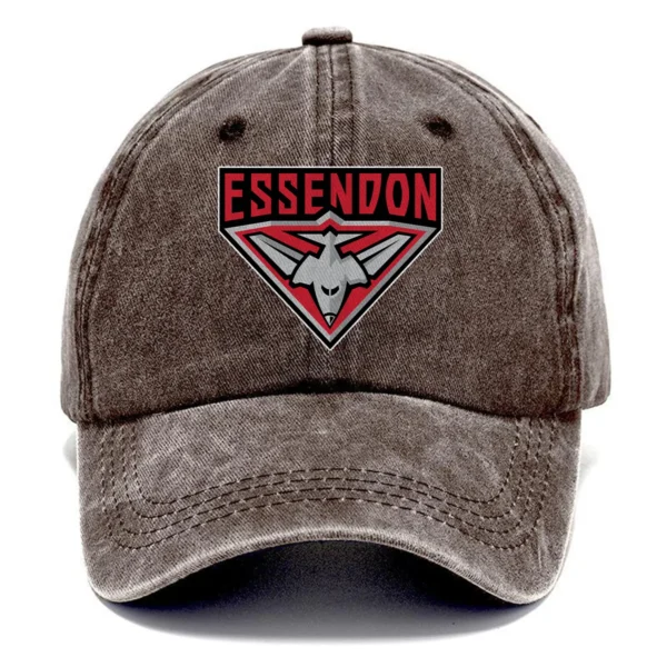 Essendon Bombers AFL Exclusive Logo Washed Cotton Baseball Cap - Printed With Box HOAFL100525BC01ESS - Brown