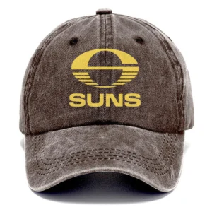 Gold Coast SUNS AFL Exclusive Logo Washed Cotton Baseball Cap - Printed With Box HOAFL100525BC01GCFC - Brown