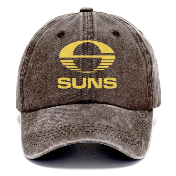 Gold Coast SUNS AFL Exclusive Logo Washed Cotton Baseball Cap - Printed With Box HOAFL100525BC01GCFC - Brown