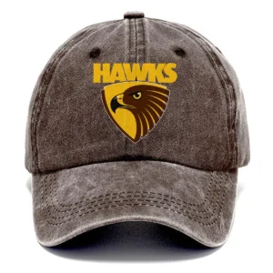 Hawthorn Hawks AFL Exclusive Logo Washed Cotton Baseball Cap - Printed With Box HOAFL100525BC01HAW - Brown