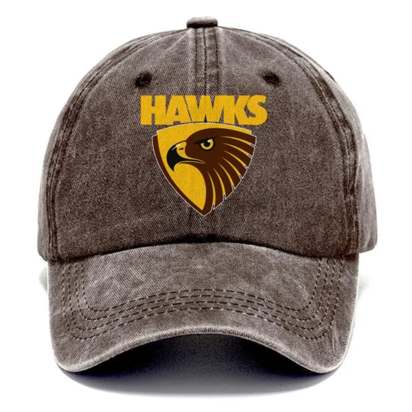 Hawthorn Hawks AFL Exclusive Logo Washed Cotton Baseball Cap - Printed With Box HOAFL100525BC01HAW - Brown
