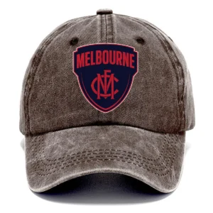 Melbourne Demons AFL Exclusive Logo Washed Cotton Baseball Cap - Printed With Box HOAFL100525BC01MELB - Brown
