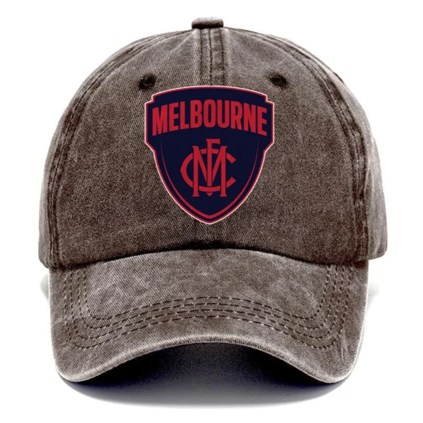 Melbourne Demons AFL Exclusive Logo Washed Cotton Baseball Cap - Printed With Box HOAFL100525BC01MELB - Brown