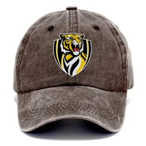 Richmond Tigers AFL Exclusive Logo Washed Cotton Baseball Cap - Printed With Box HOAFL100525BC01RICH - Brown