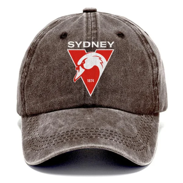 Sydney Swans AFL Exclusive Logo Washed Cotton Baseball Cap - Printed With Box HOAFL100525BC01SYD - Brown