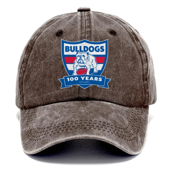 Western Bulldogs AFL Exclusive Logo Washed Cotton Baseball Cap - Printed With Box HOAFL100525BC01WB - Brown