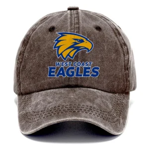 West Coast Eagles AFL Exclusive Logo Washed Cotton Baseball Cap - Printed With Box HOAFL100525BC01WCE - Brown