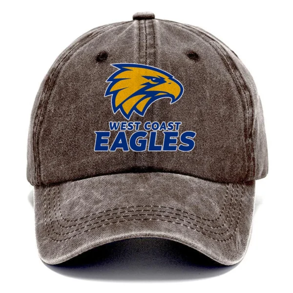 West Coast Eagles AFL Exclusive Logo Washed Cotton Baseball Cap - Printed With Box HOAFL100525BC01WCE - Brown