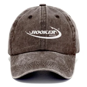 Hooker Boats Fishing AU Exclusive Logo Washed Cotton Baseball Cap - Printed With Box HOFS070525AU1HOO - Brown