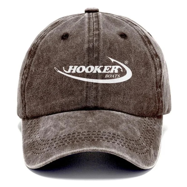 Hooker Boats Fishing AU Exclusive Logo Washed Cotton Baseball Cap - Printed With Box HOFS070525AU1HOO - Brown