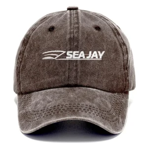 Sea Jay Fishing AU Exclusive Logo Washed Cotton Baseball Cap - Printed With Box HOFS070525AU1SJB - Brown