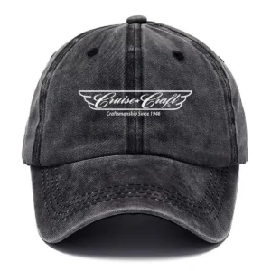 CruiseCraft Fishing AU Exclusive Logo Washed Cotton Baseball Cap - Printed With Box HOFS070525AU1CCB - Black