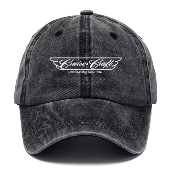 CruiseCraft Fishing AU Exclusive Logo Washed Cotton Baseball Cap - Printed With Box HOFS070525AU1CCB - Black