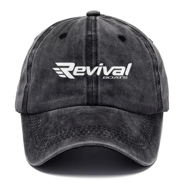 Revival Boats Fishing AU Exclusive Logo Washed Cotton Baseball Cap - Printed With Box HOFS070525AU1RVB - Black