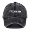 Sea Jay Fishing AU Exclusive Logo Washed Cotton Baseball Cap - Printed With Box HOFS070525AU1SJB - Black