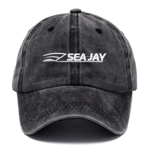 Sea Jay Fishing AU Exclusive Logo Washed Cotton Baseball Cap - Printed With Box HOFS070525AU1SJB - Black