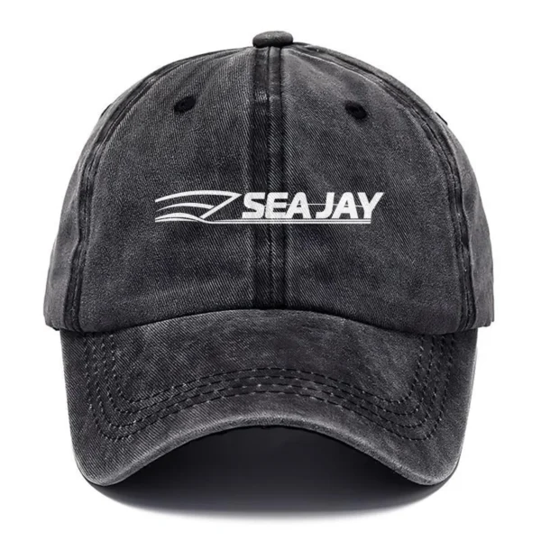 Sea Jay Fishing AU Exclusive Logo Washed Cotton Baseball Cap - Printed With Box HOFS070525AU1SJB - Black